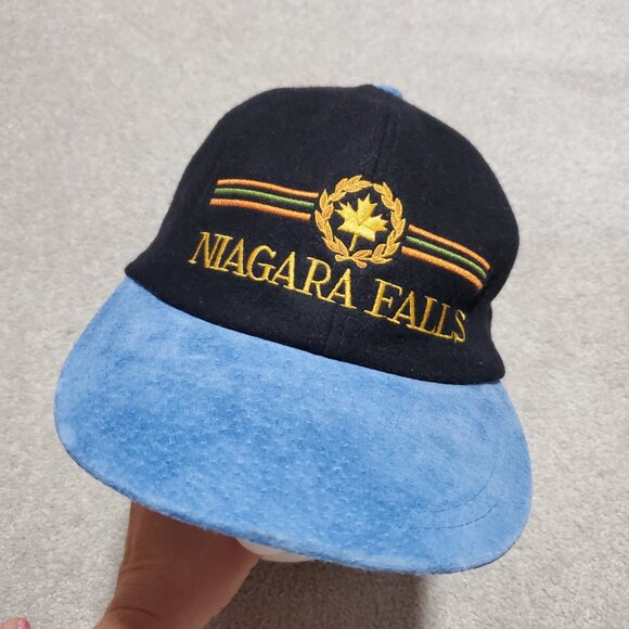VINTAGE Niagara Falls Wool Blend Faux Suede Cap Hat Embroidered Unisex OS - Picture 2 of 8